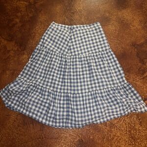 GAP Blue White Gingham Tiered Midi Skirt Size 16 Tall